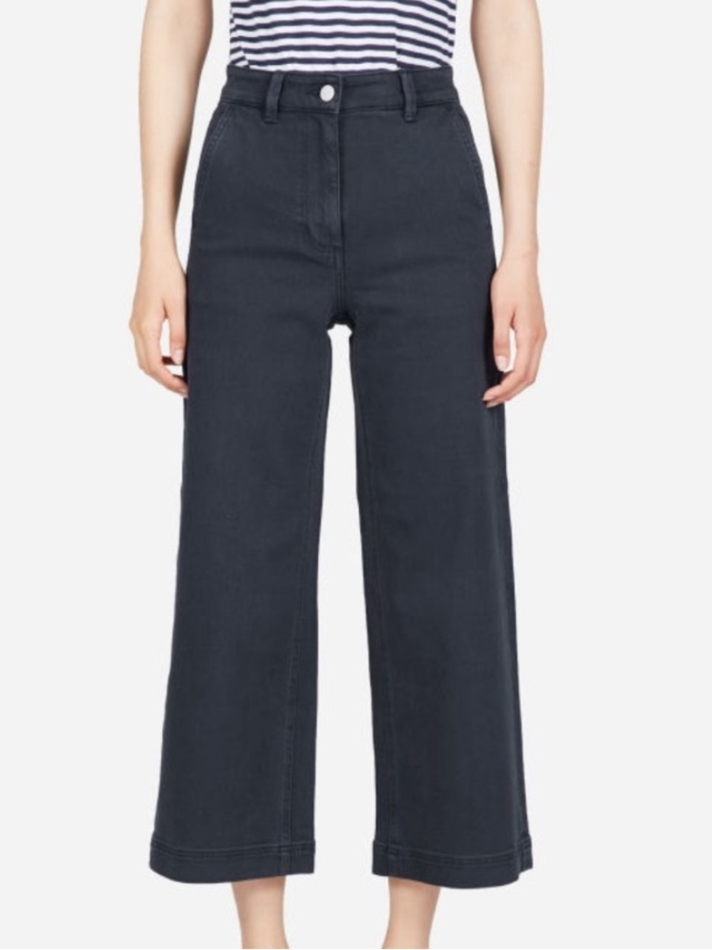 Everlane wide cropped pants, navy blue